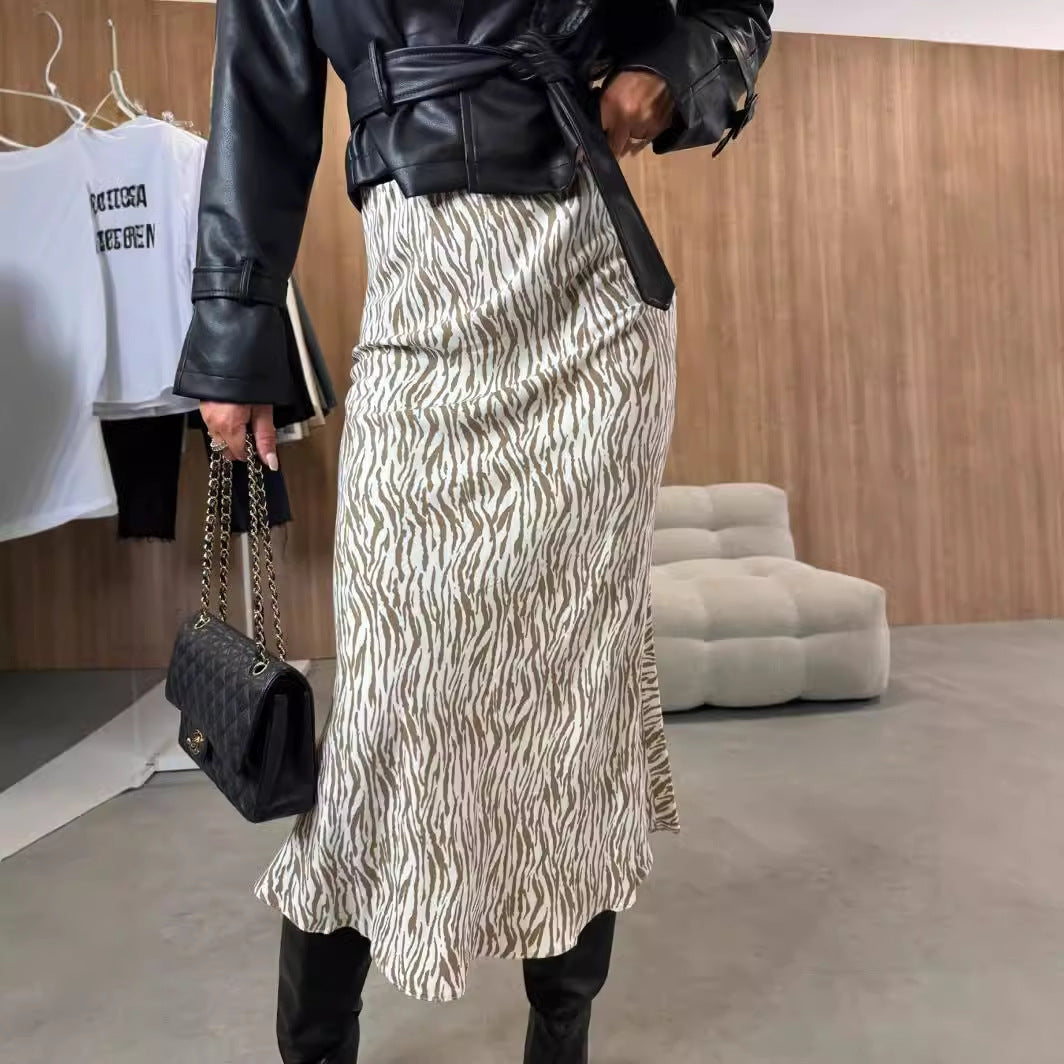 High Waist Slimming Women's Printed Wear Skirt