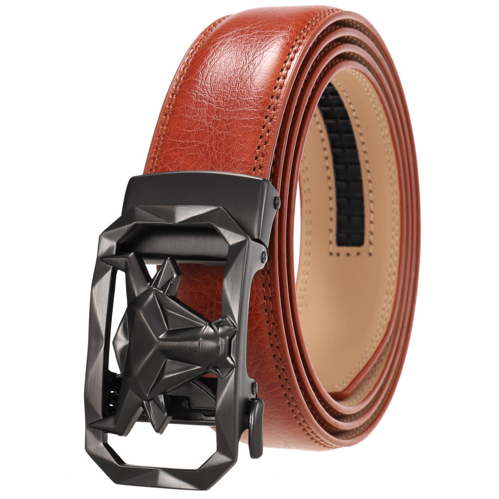 Men's Fashion Leather Belt Alloy Automatic Buckle - Style Versatility