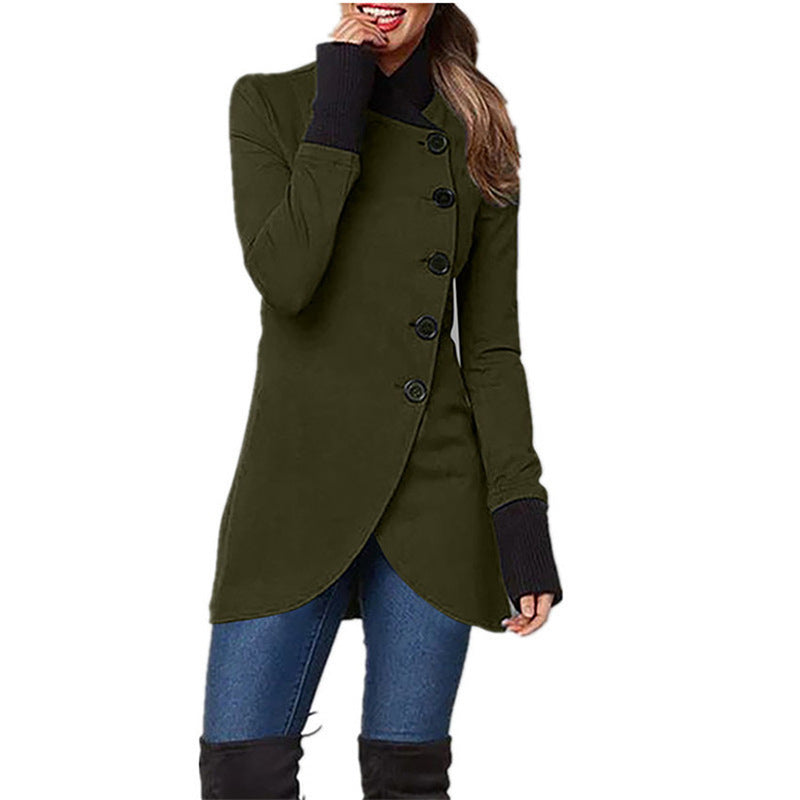 Veste à manches longues fendue à simple boutonnage et ourlet à empiècements
