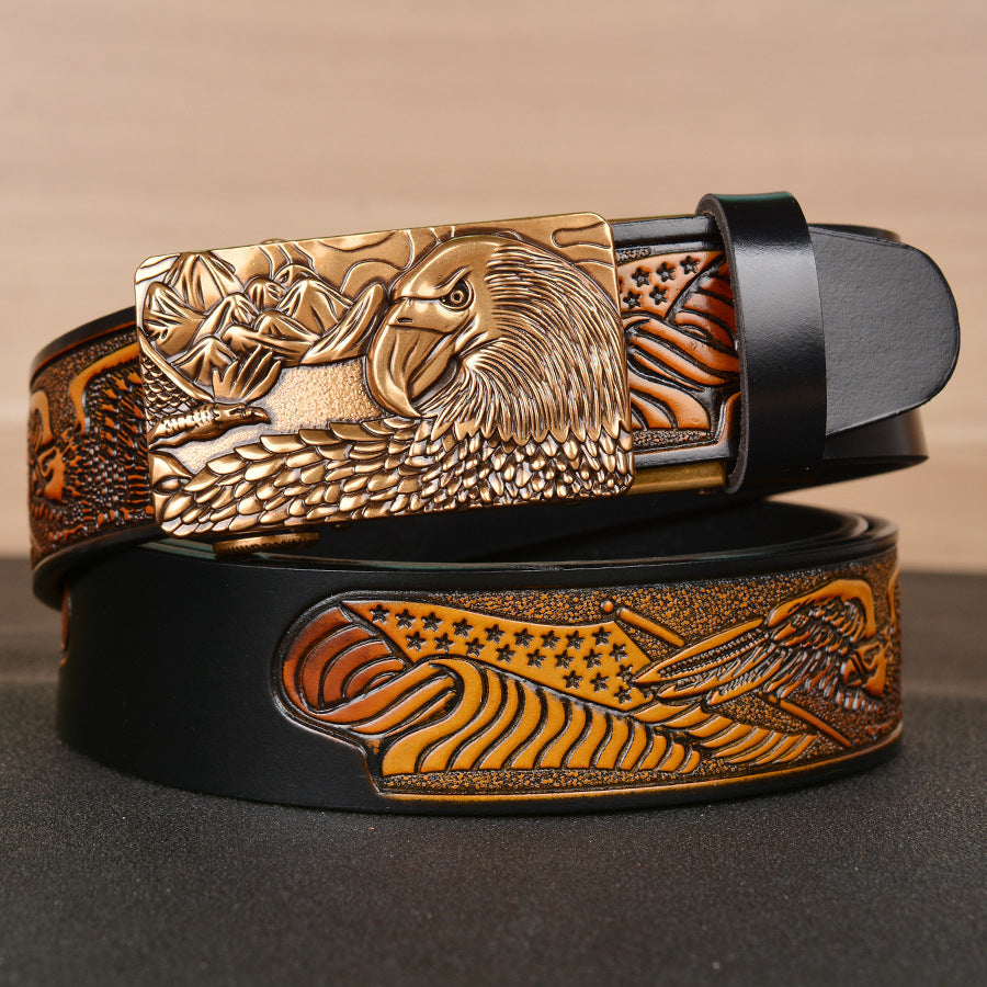 Ceinture de mode pour hommes, gaufrage d'ailes d'aigle