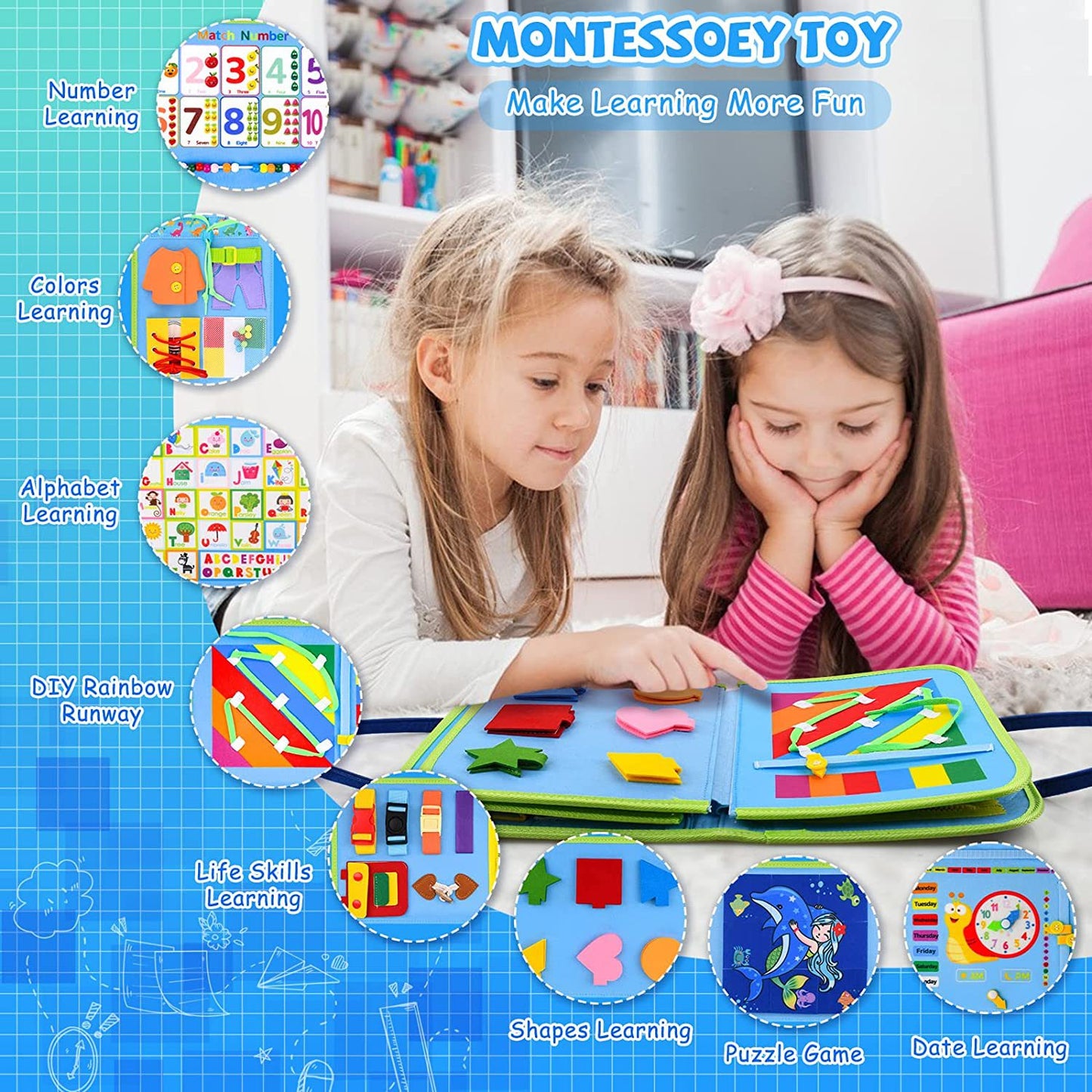 Planche d'apprentissage en feutre, jouets éducatifs pour l'éducation précoce