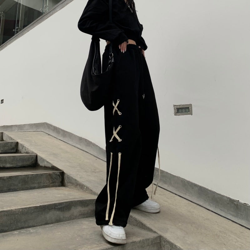 Black Spicy Girl Pants Loose And Slim Straight