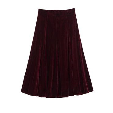 Women's Velvet A-Line Long Skirt - European Street Fashion