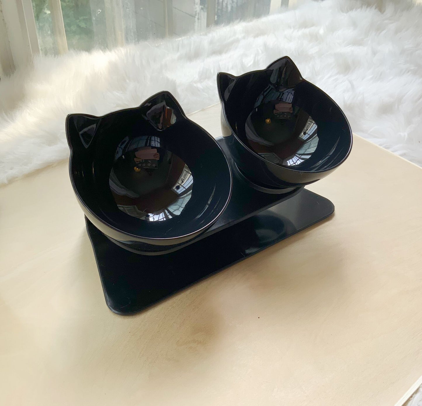 Cat Double Bowl - Elevated 15° Tilted Design for Neck Protection