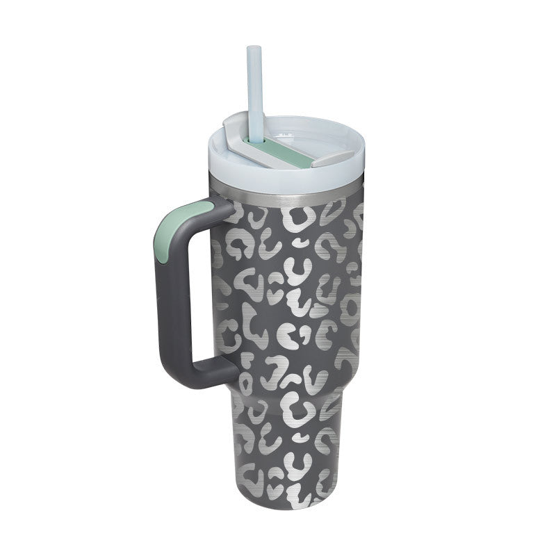 Alla hjärtans dag present termisk mugg 40 oz halm kaffe isoleringskopp med handtag Bärbar bil rostfritt stål vattenflaska stor kapacitet Resa BPA fri termisk mugg