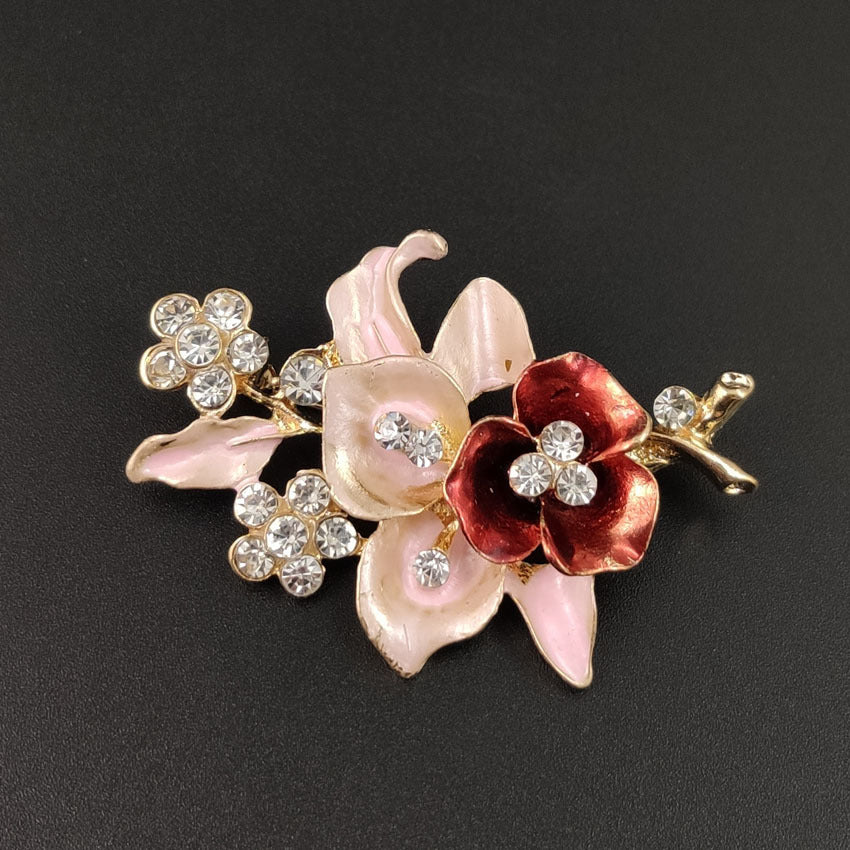 Diamond Flower Corsage Brosch Handgjord Oil Drip Brosch Collar Pin