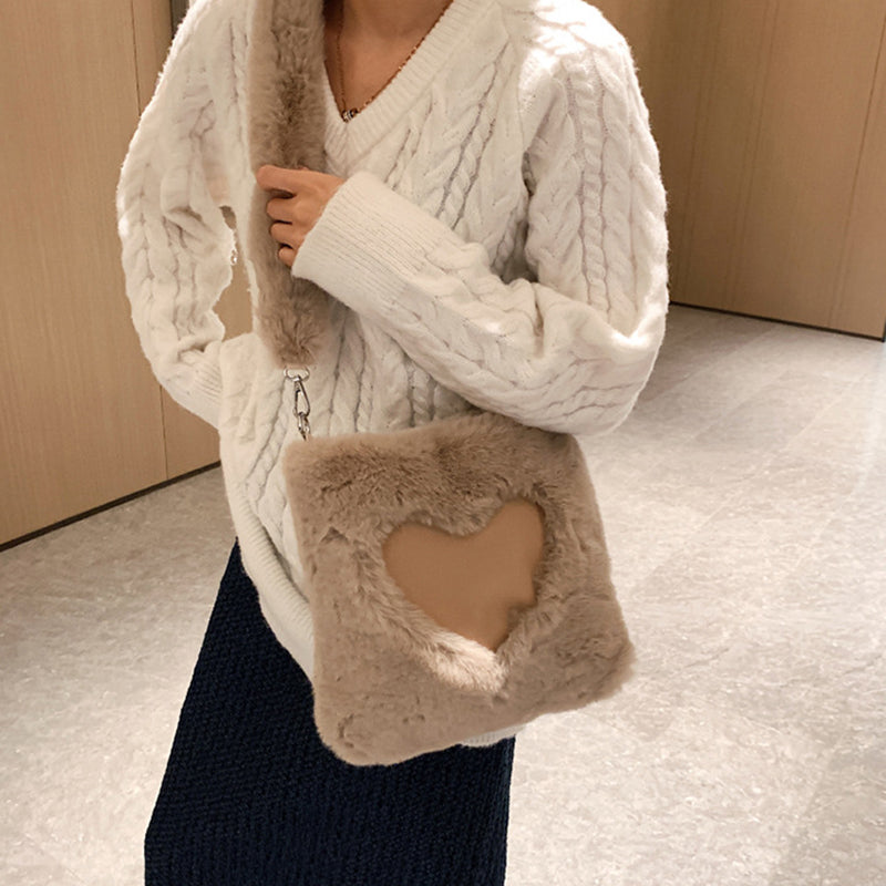 Love Handbags Sacs à bandoulière en peluche d'hiver pour femmes