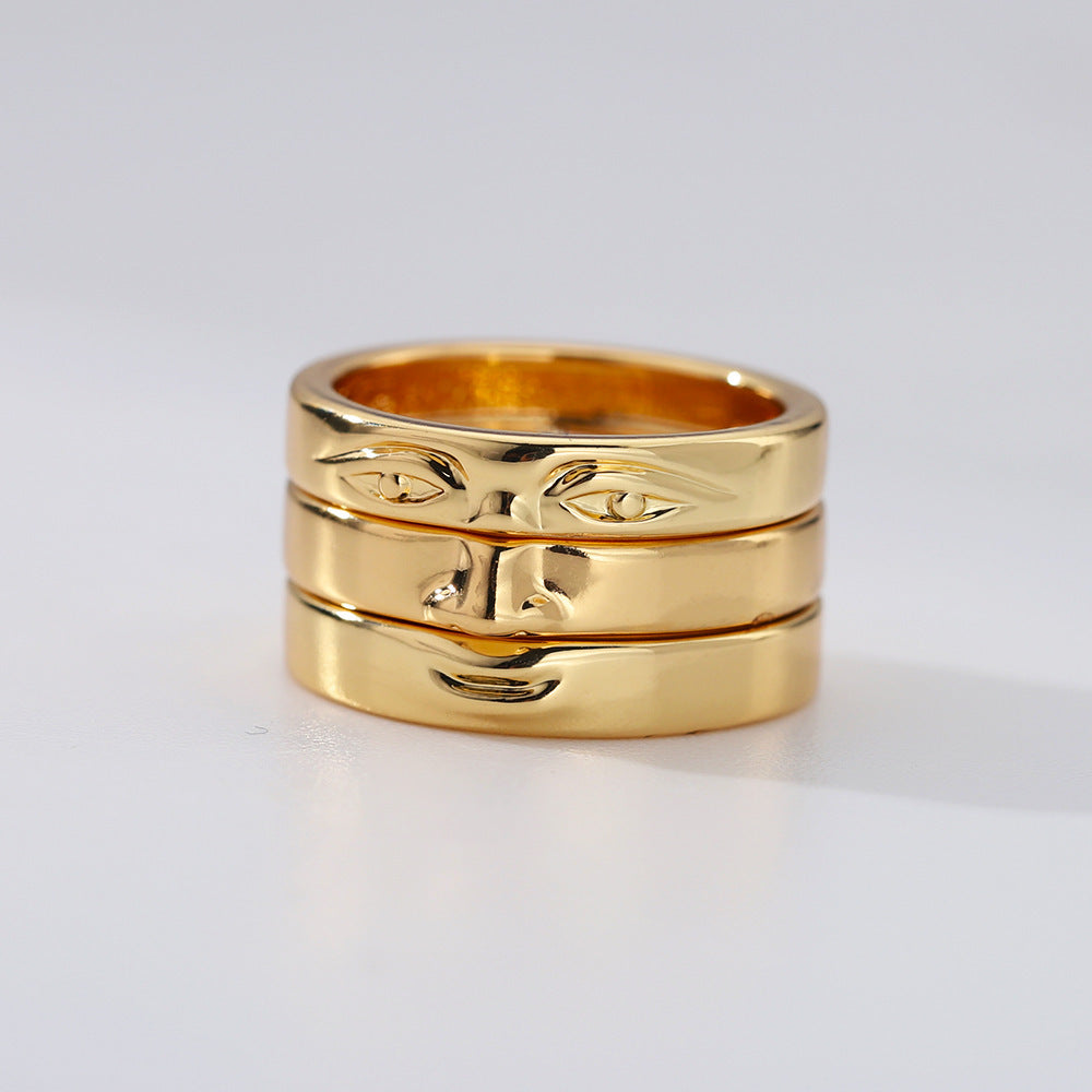 Bague à visage touchant, nouveau design de niche