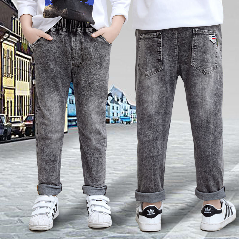 Pojkjeans Höst och vinter Nya ett stycke sammet