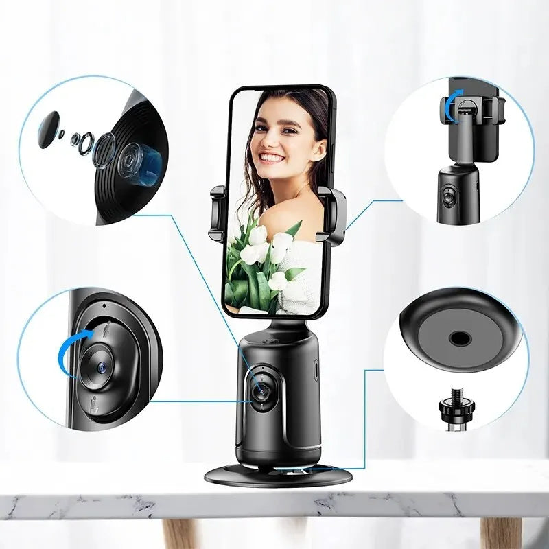 360 Auto Face Tracking Gimbal AI Smart Gimbal Face Tracking Auto Phone Hållare för Smartphone Video Vlog Live Stabilizer Tripod