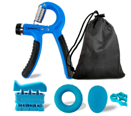 Professional Silicone Grip Ring Set - ABS/Metal Construction (Black/Blue Color Box Sets, 5-Piece)