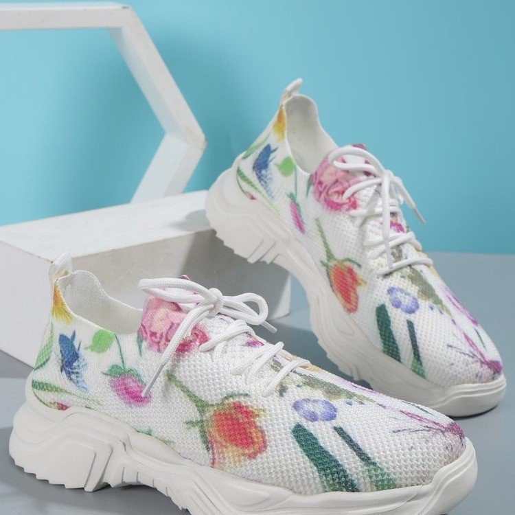 Women's Casual Flower Sports Shoes - Flat Bottom Plus Size 3-5cm