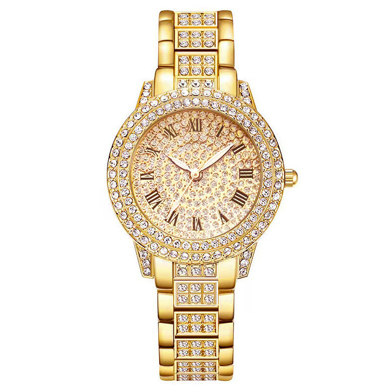 Women's Diamond Fashion Roman Quartz Watch - 5-Piece Set