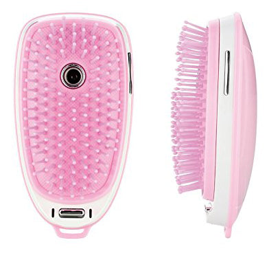Electric Head Massage Comb - Steam Function - Anti-Static - Lithium Battery - Pink - 1 Gear - Cold Spray