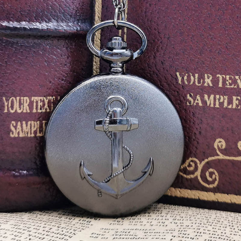 Retro Boat Anchor Embossed Lanyard Pocket Watch - Nautical Nostalgic Elegant Timeless Maritime Heritage