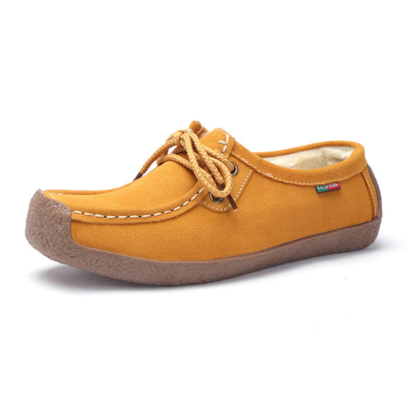 Women's Frosted Lace-Up Flat Sneakers with Plush Lining