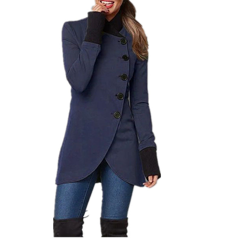 Veste à manches longues fendue à simple boutonnage et ourlet à empiècements