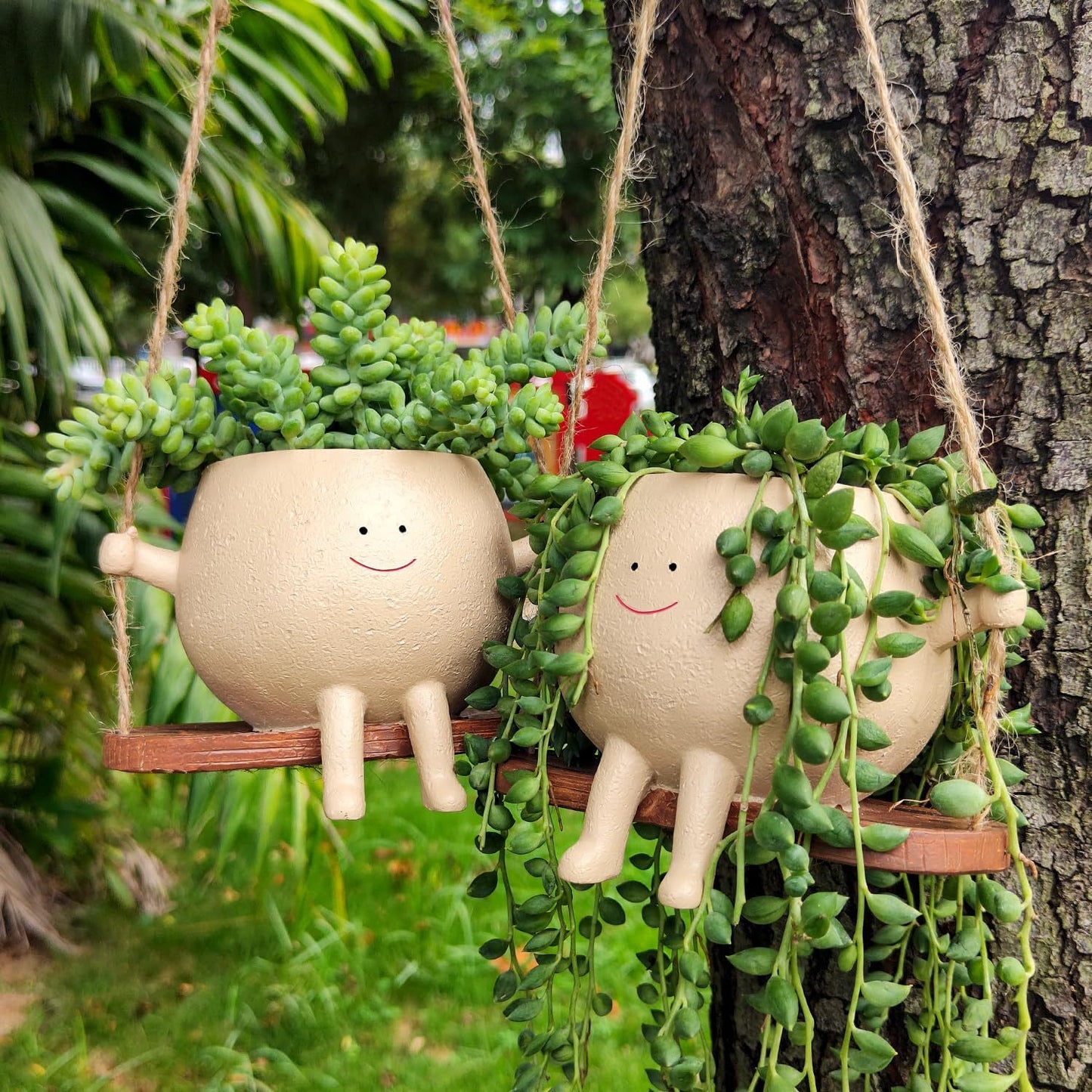 Växtkorgar Härlig Swing Face Planter Pot Suckulent Blomkrukor Balkong Väggbonad Planter Dekor Hem Trädgårdstillbehör