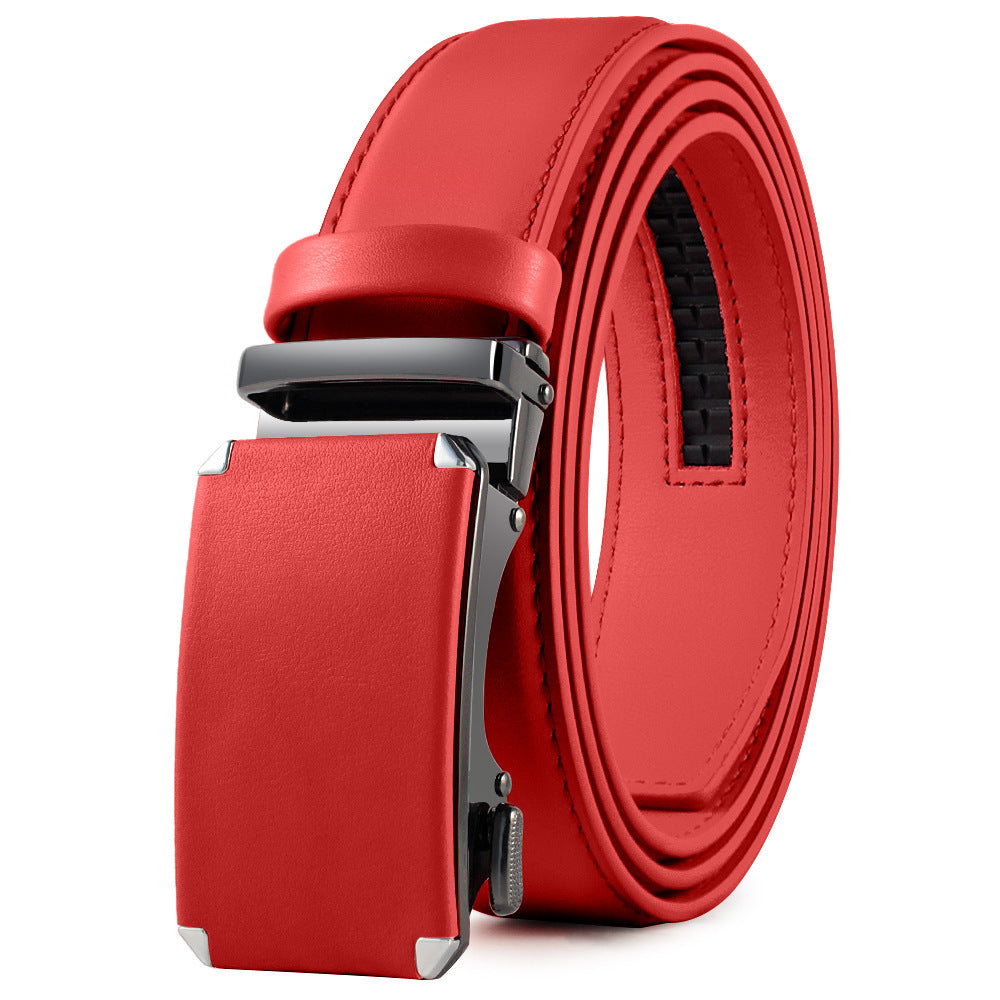 Men's Fashion Veneer Automatic Alloy Buckle Cowhide Belt - Sophisticated Elegance