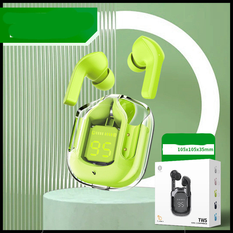 Nytt Mini Transparent trådlöst Bluetooth Headset Digital Display ENC brusreducering True Wireless Sports Music