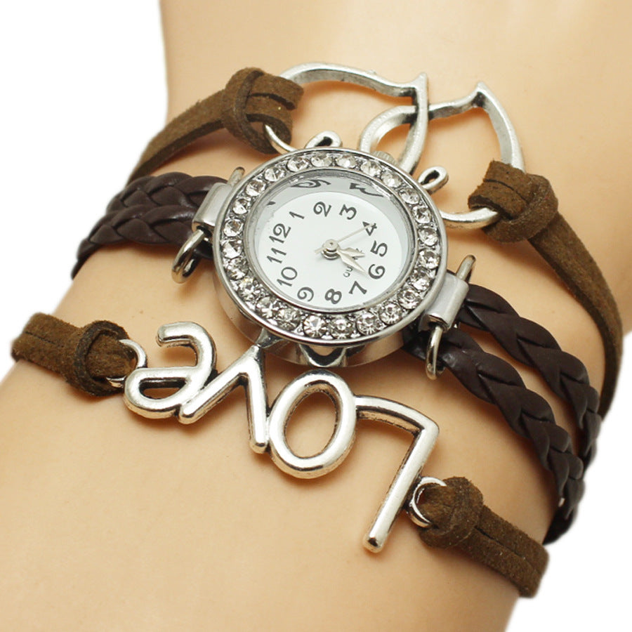Alloy Love Double Heart-Shaped Love Woven Multi-Layer Watch - Stylish Functional Exquisite Unique Elegant Durable Statement