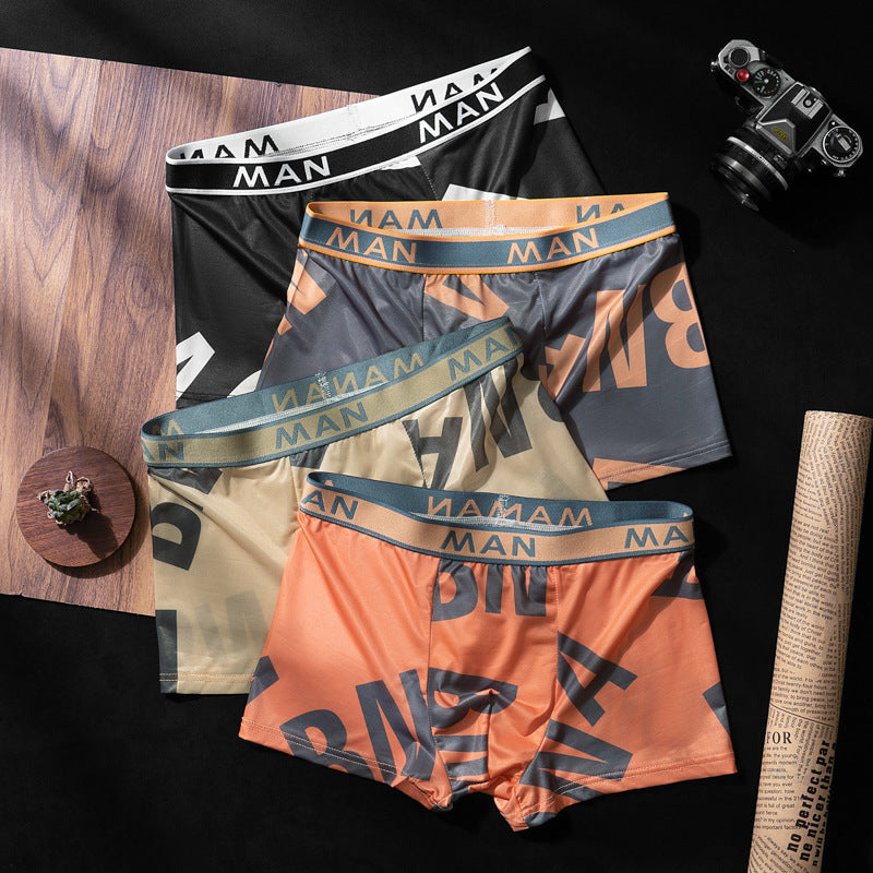 Herr Issilkesboxershorts Sommartunna Antibakteriella Andningsbara Boxershorts Sömlösa Ungdomsbyxor Herrbatch