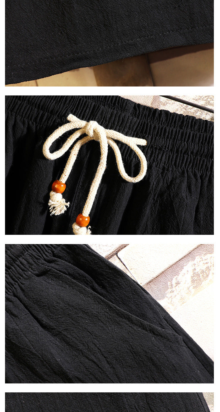 Men's Linen Shorts Short Sleeve Suit Chinese Style
