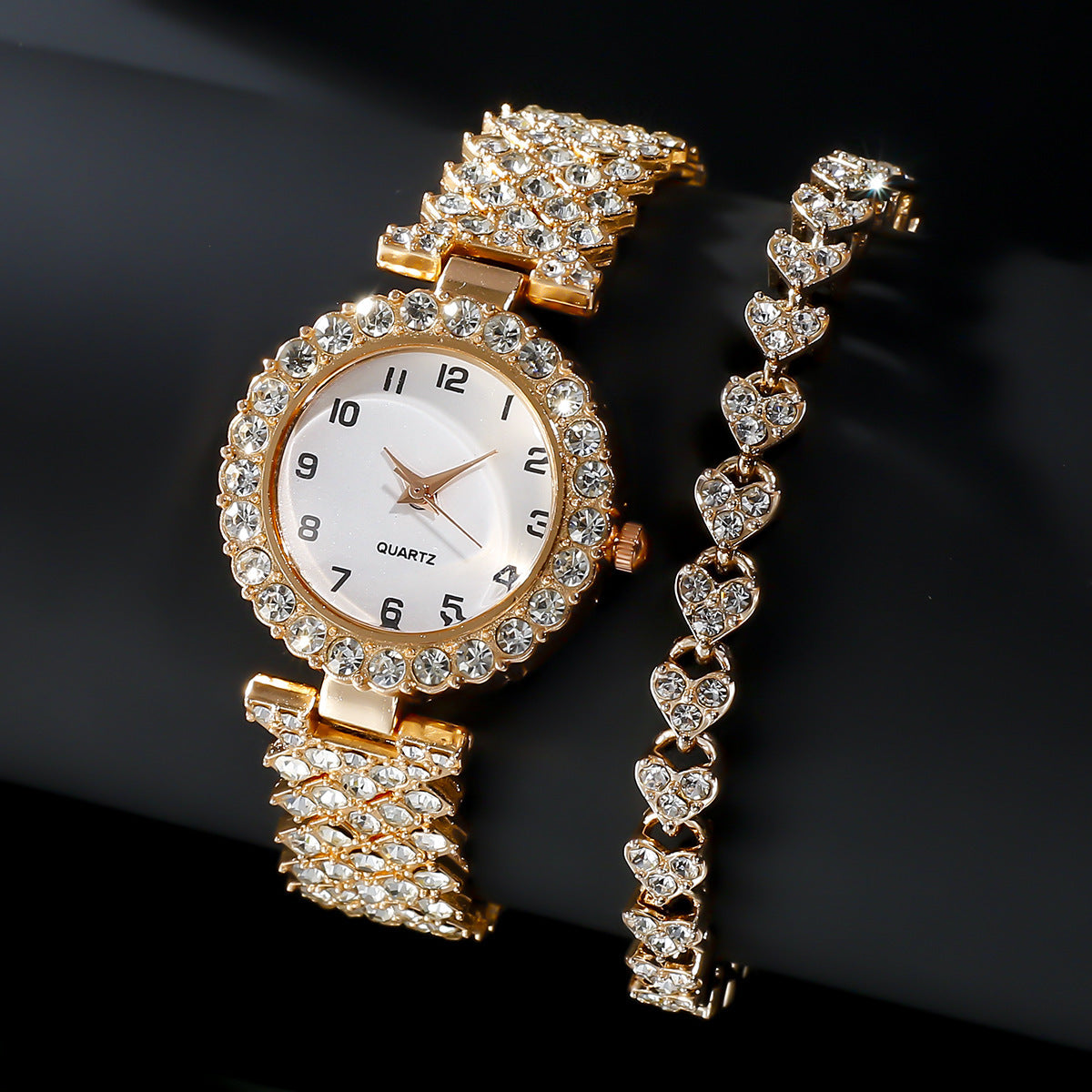 Fashion Jewelry 2pcs Luxury Fashion Women Watch Set Silver Strap Ladies Quartz Wristwatch Alloy Bracelet For Ladies Jewelry Set Clock Gift - Elegant Stylish Modern Statement Must-Have