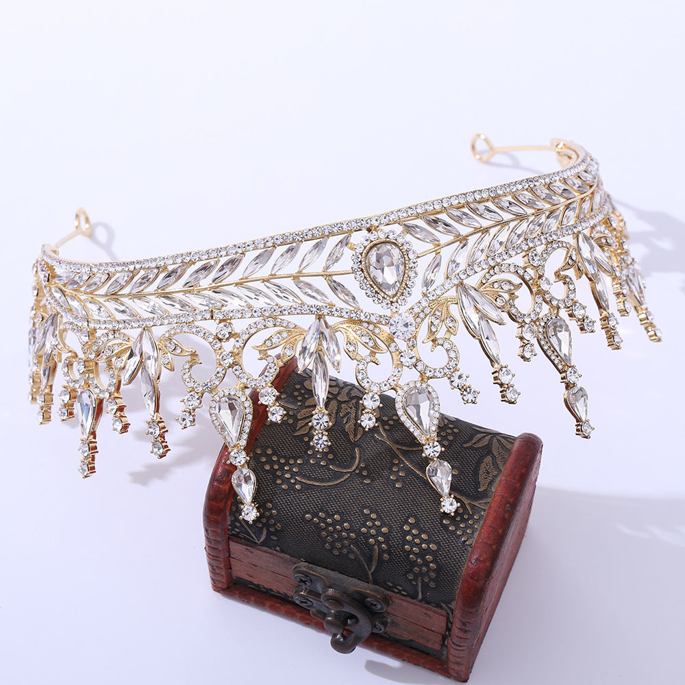 Bröllopshuvudbonader Hårbåge Set Crystal Baroque Large Crown