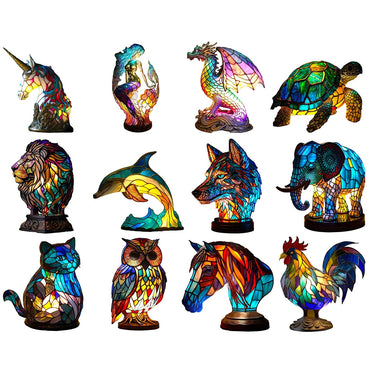 2024 Lampe de bureau à lumière animale colorée 3D série animale veilleuse décorative Animal éléphant hibou chat lampe de Table Vintage décoration de la maison