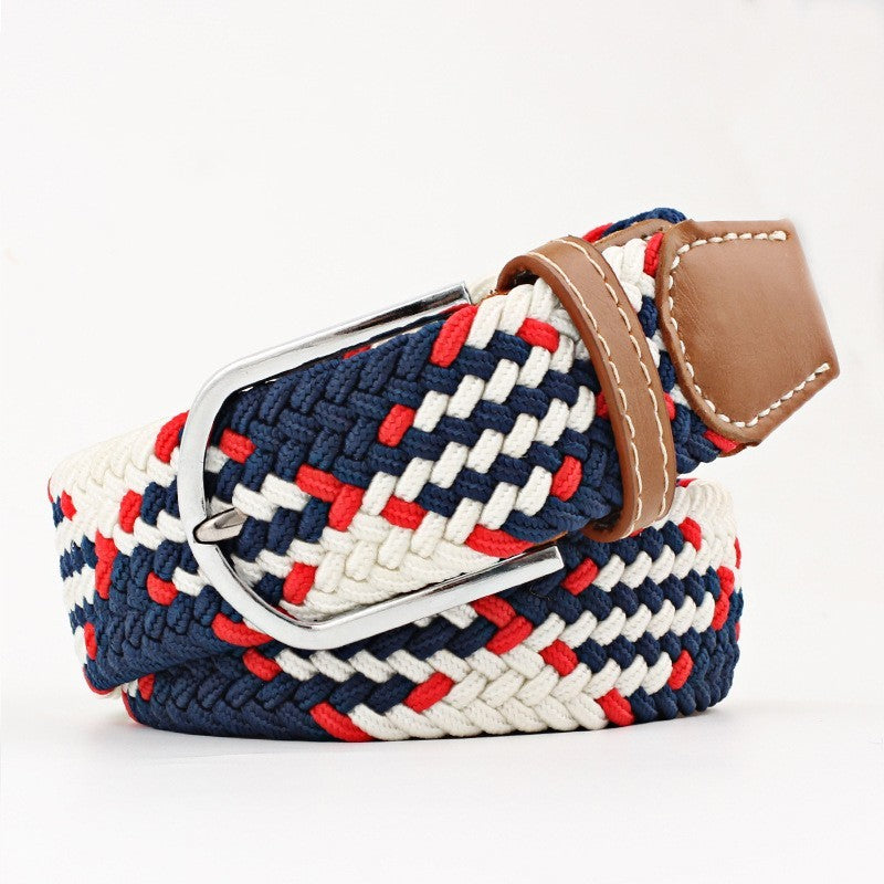 Women's Canvas Student Casual Stretch Braided Needle Buckle Belt - Youthful Confidence