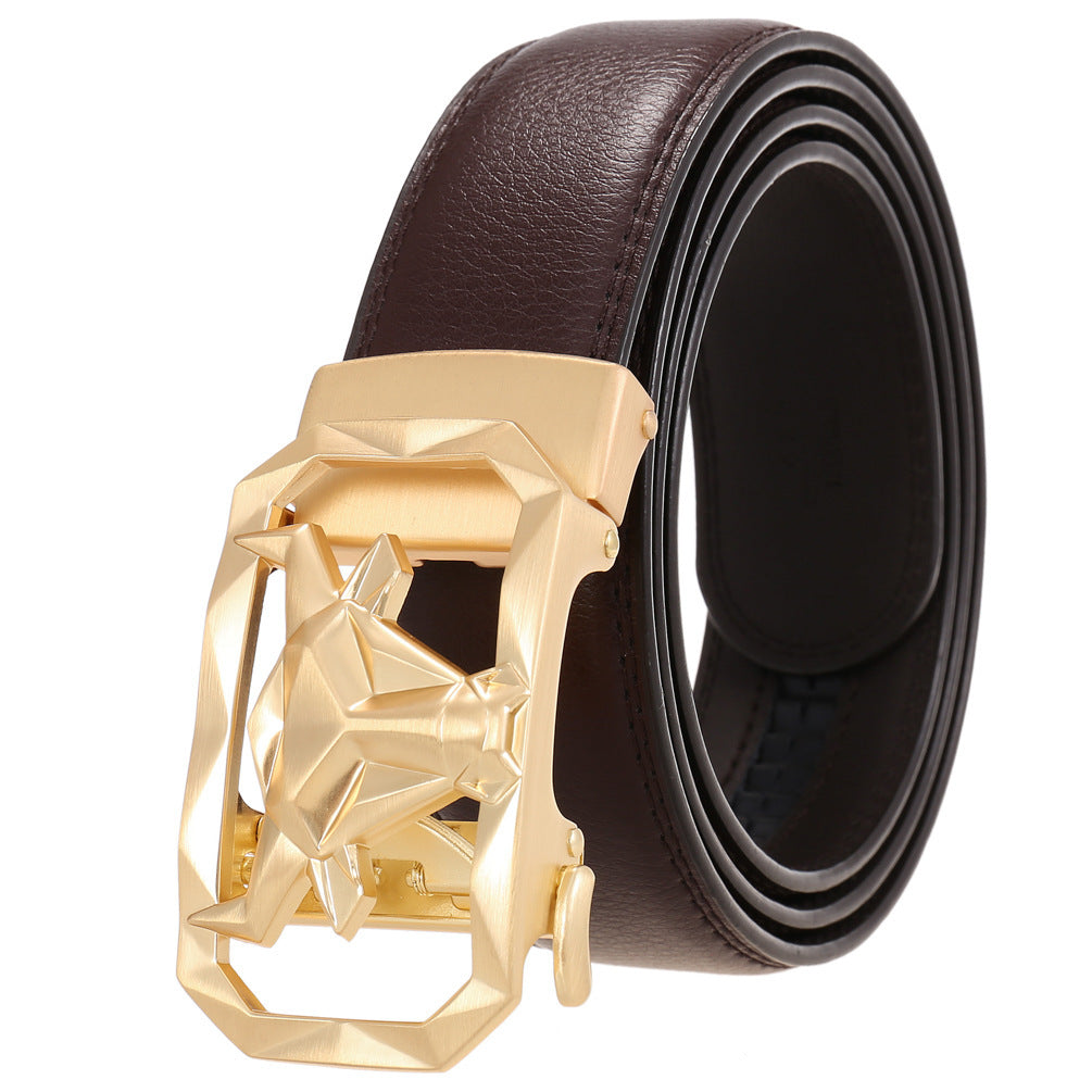 Men's Fashion Leather Belt Alloy Automatic Buckle - Style Versatility