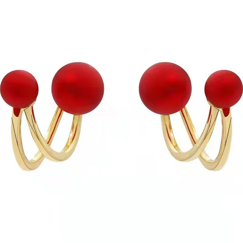New Style High-end Sterling Silver Earrings French Net Red Ear Buckles