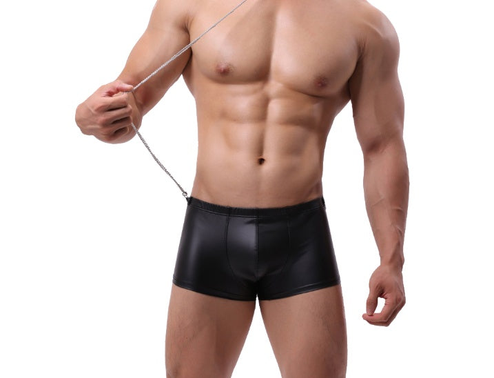 Silver Men's Underwear Tp R479g Bronzing Imitation Leather Sexy Vanskoos Boxers Underpants Men VS010PJ