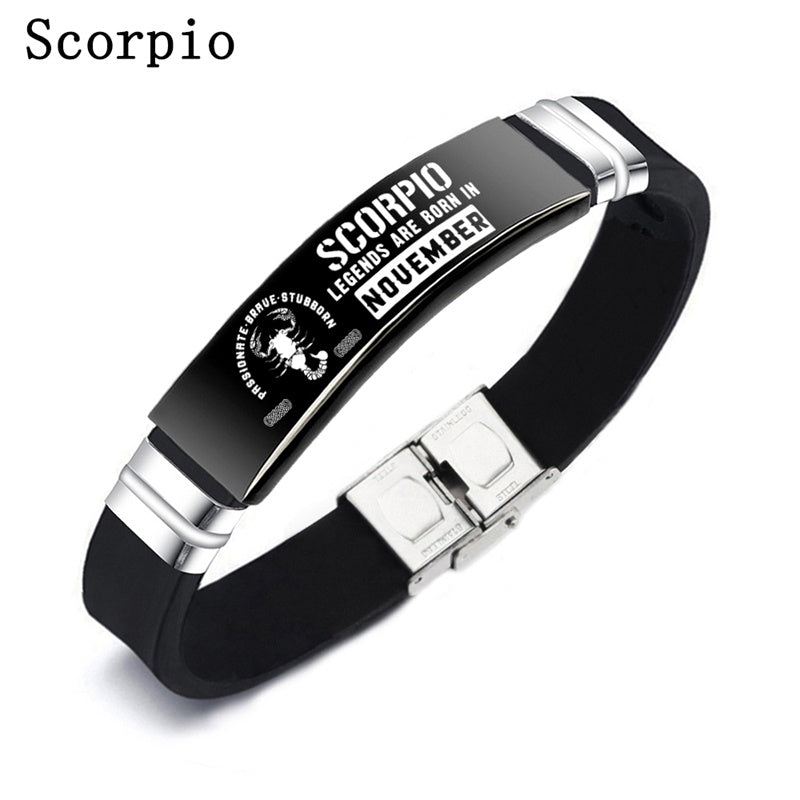 Svarta 12 stjärntecken ID-armband armband för kvinnor och män