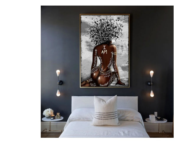 Affiche imprimée d'art de femme noire, peinture de décoration de maison