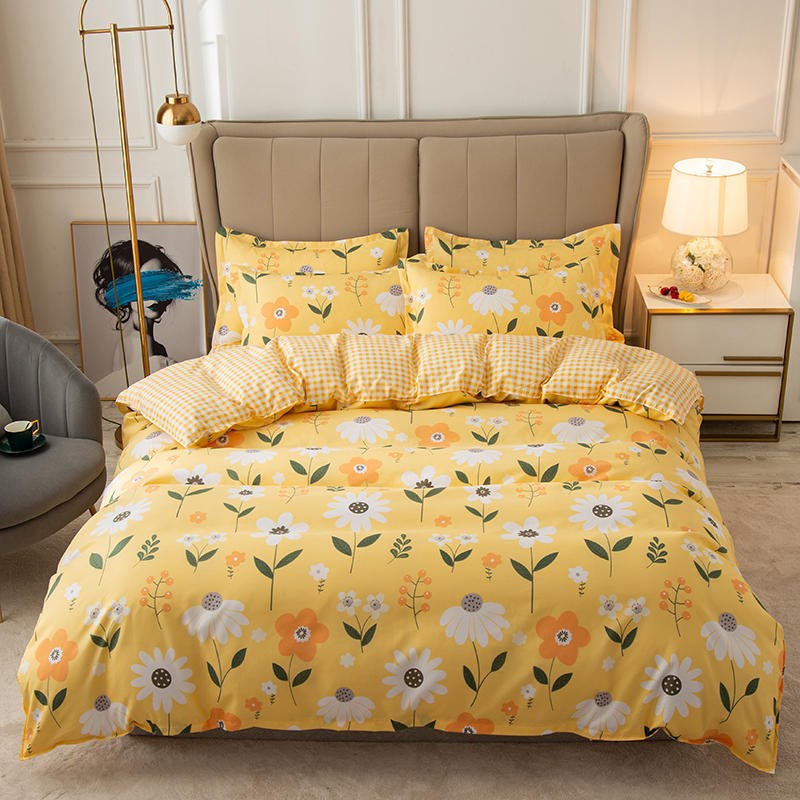Cover Set Säng Bomull Quilt Sänglakan Sängkläder Täcke Monterad