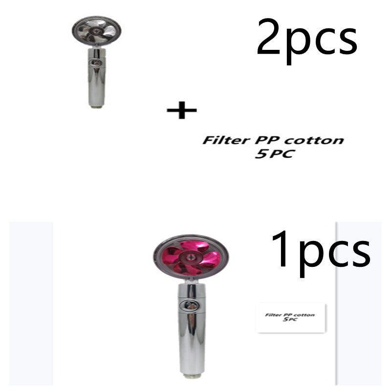 Pommeau de douche à hélice avec bouton d'arrêt et filtre en coton, buse de douche à main haute pression turbocompressée