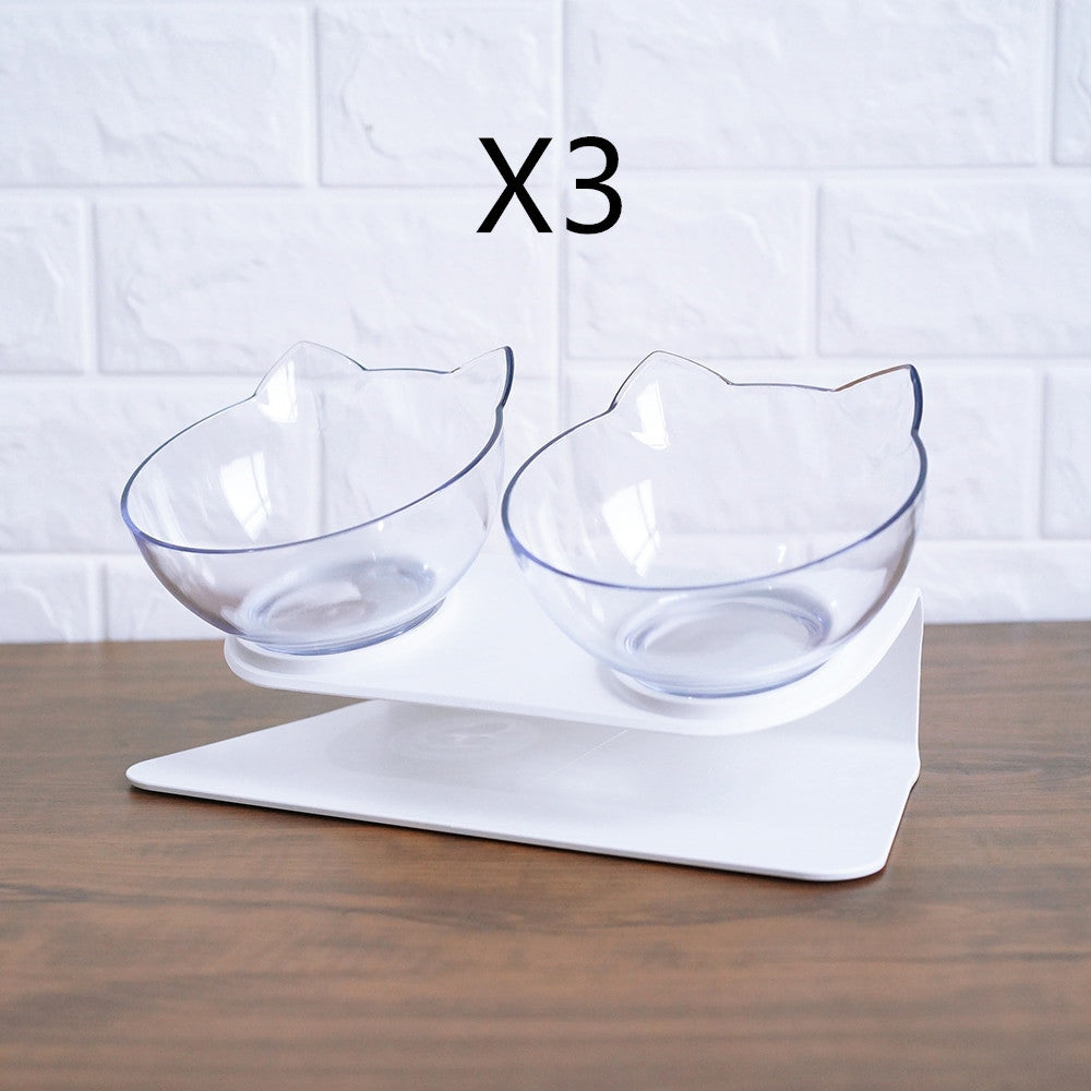 Cat Double Bowl - Elevated 15° Tilted Design for Neck Protection