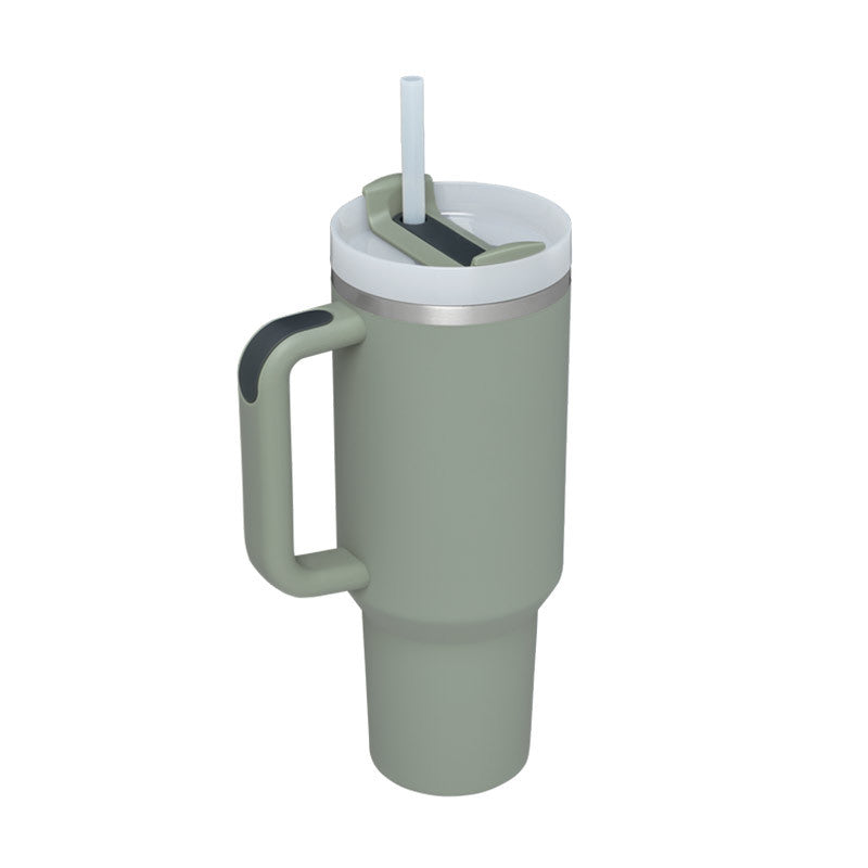 Alla hjärtans dag present termisk mugg 40 oz halm kaffe isoleringskopp med handtag Bärbar bil rostfritt stål vattenflaska stor kapacitet Resa BPA fri termisk mugg