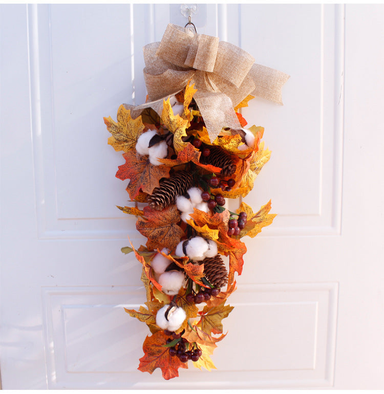 Guirlande de Simulation de citrouille, feuille de givre, Halloween, Thanksgiving, automne, accessoires de décoration pour la maison