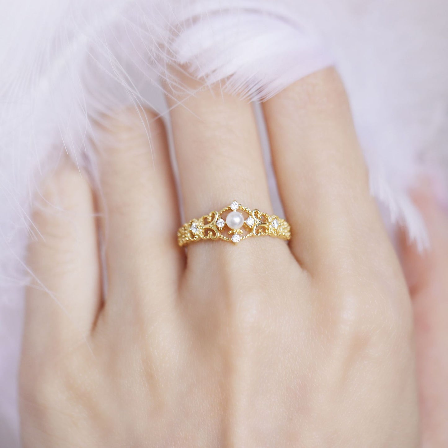 C it all Gold Plated Antique Hollow Ring – Adjustable