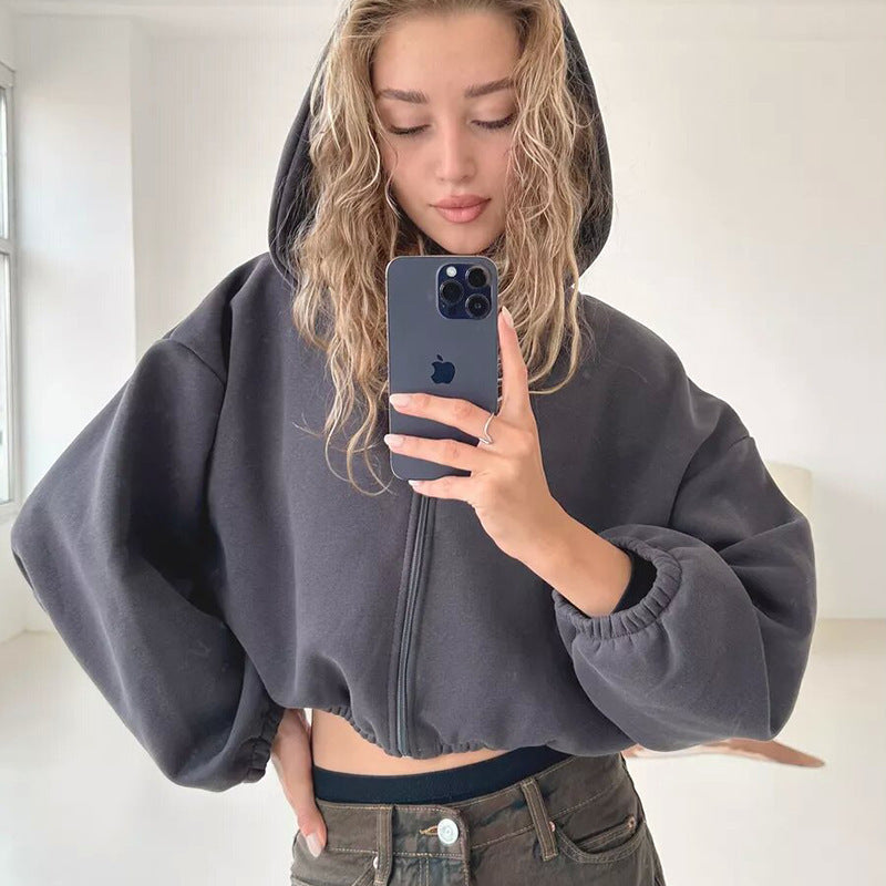 Premium europeiska och amerikanska enfärgade hoodies för kvinnor, casual