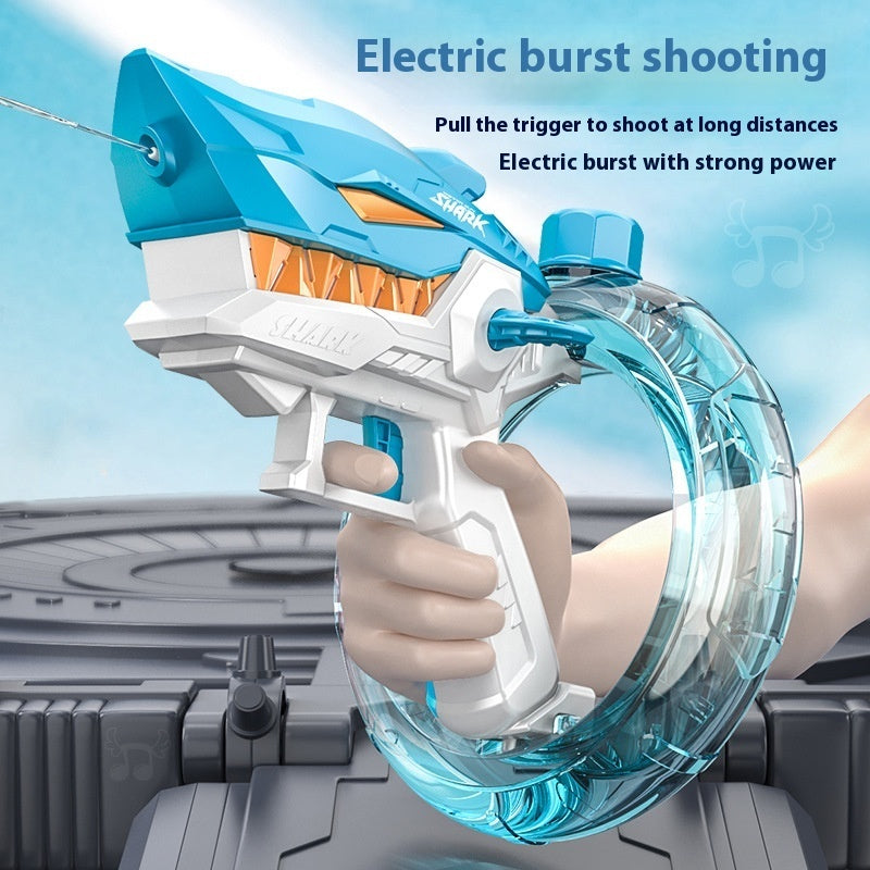 Nya Shark Electric Water Gun Leksaker Helautomatisk Kontinuerlig Brand Vatten Gun Stor Kapacitet Strand Sommar Barns vatten Leksaker