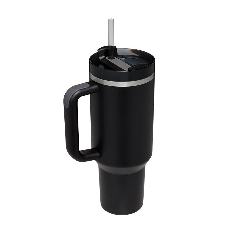 Alla hjärtans dag present termisk mugg 40 oz halm kaffe isoleringskopp med handtag Bärbar bil rostfritt stål vattenflaska stor kapacitet Resa BPA fri termisk mugg