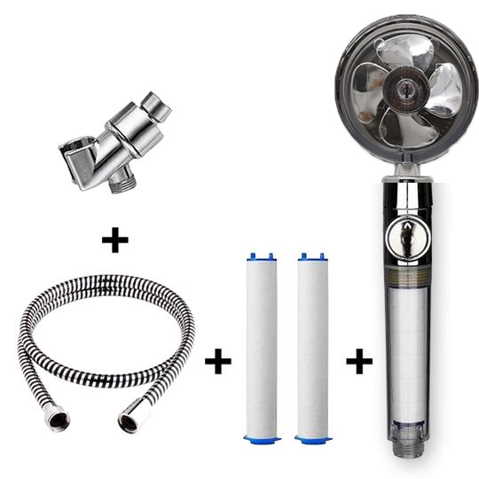 Pommeau de douche à hélice avec bouton d'arrêt et filtre en coton, buse de douche à main haute pression turbocompressée