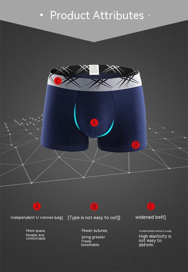 Herr U-konvexa sexiga boxershorts med medelhög midja