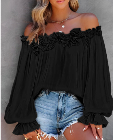 Långärmad topp med off-shoulder-mönster – snygg och bekväm