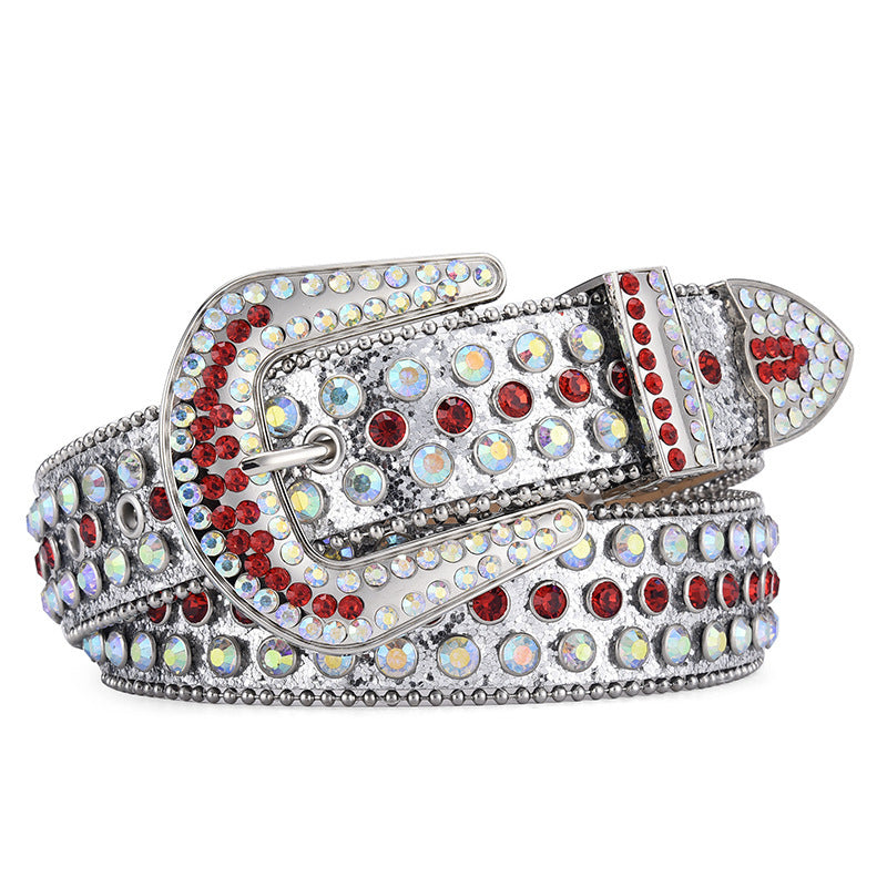 Unisex Alloy Punk Rock Rivet Rhinestone Belt - Rebellious Edge