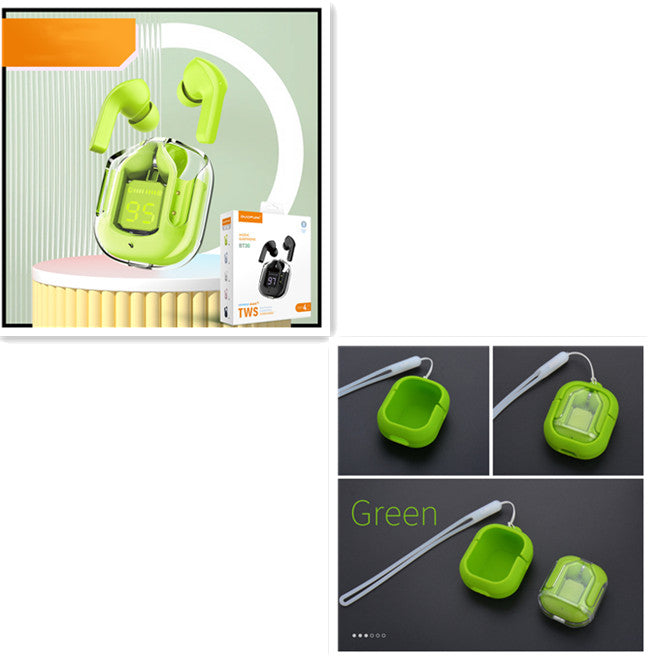 Nytt Mini Transparent trådlöst Bluetooth Headset Digital Display ENC brusreducering True Wireless Sports Music